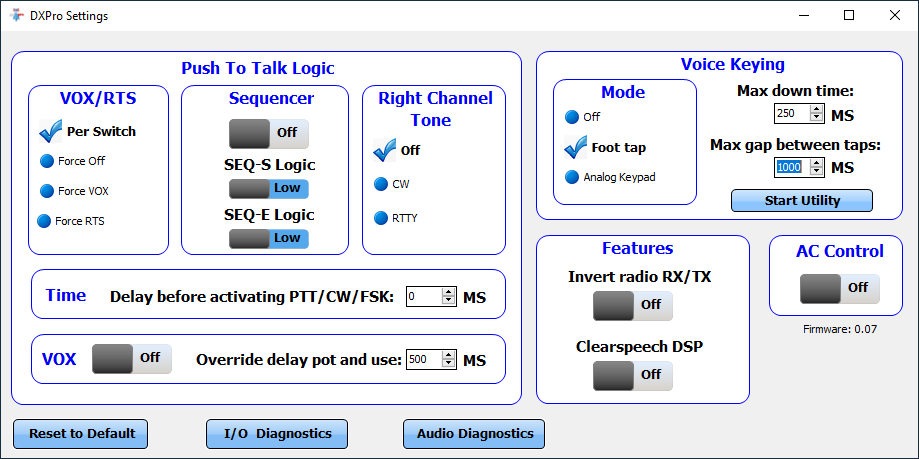 DXpro Settings